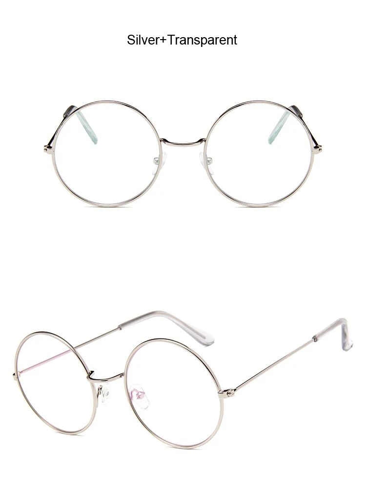 Винтажные круглые очки с прозрачными линзами, Модные Золотые круглые очки с металлической оправой, оптические очки для мужчин и женщин, оправа для очков, поддельные очки