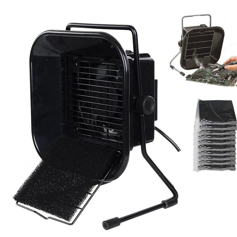 EU Plug,220V 30W 493 Soldering Smoker ESD Smoke Extractor with 10 Activated Carbon Filter Sponge