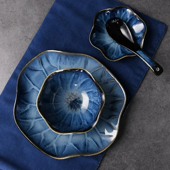 

Enamel Color Tableware Hotel Commercial Creative Set of Four Sets of Chinese High-end Hotel Tableware Net Red Tableware