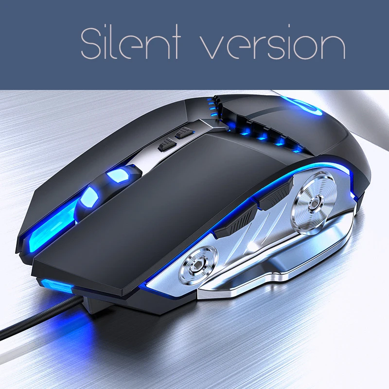 1-Black Silent USB Проводная мышь, профессиональный 7 кнопок, регулируемый светодиодный, оптическая мышь для геймеров, 3500 dpi, для ПК, игровых ноутбуков, компьютерных игр - Color: 1-Black Silent
