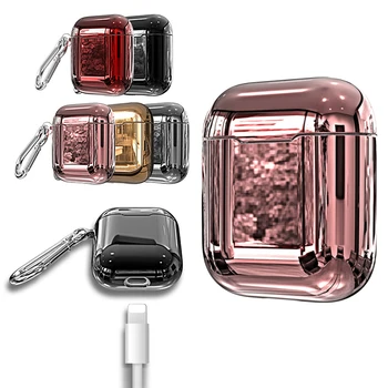 

High Quality Plating TPU Headphones Set Bluetooth Headset Covers Solid Color Metal Light Color Headphone Case for Airpods 1 2