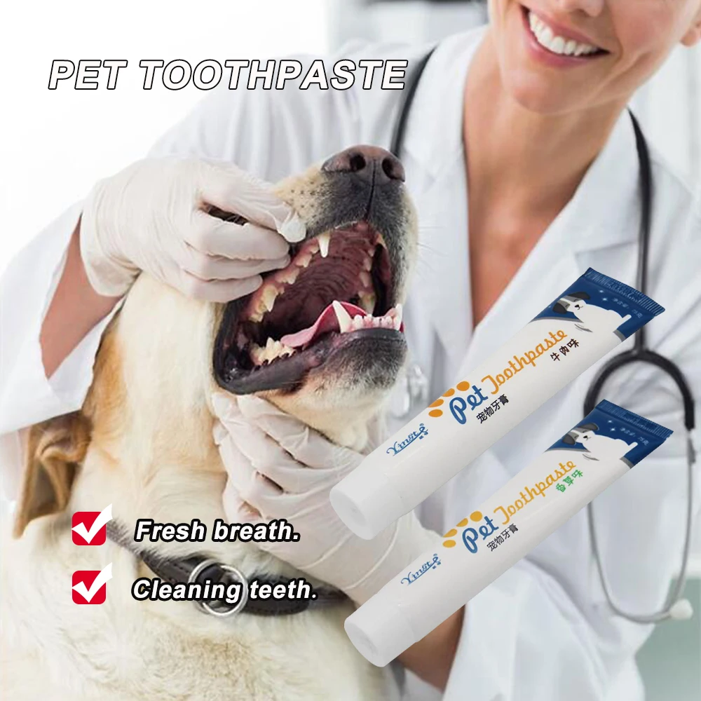 ПЭТ собачья зубная паста ванильный вкус зубная паста собака здоровые зубы очиститель со щеткой для пальцев зуб обратно Щетка уход за кошкой 2