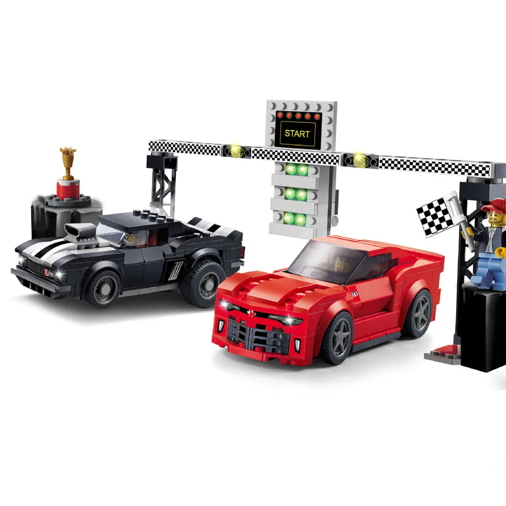 Город чемпионов скорости Шевроле Камаро Драг гоночный автомобиль строительные блоки наборы кирпичи классическая модель детские игрушки для детей подарок