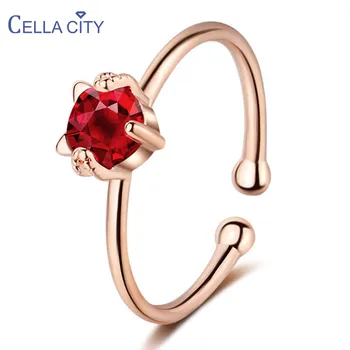 

Cellacity Ruby Ring for Women Silver 925 Jewelry with Gemstones Korean Style Cute Cat Modeling Rose Gold Color Resizable Rings
