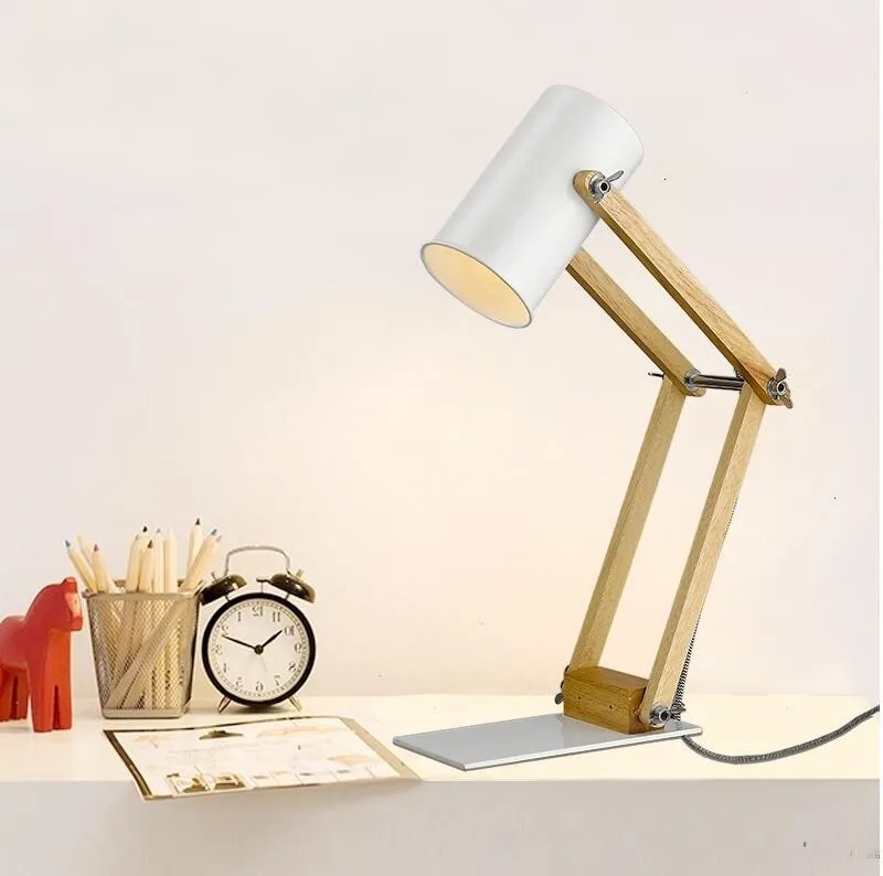 

Nordic wooden iron table lamp office reading light
