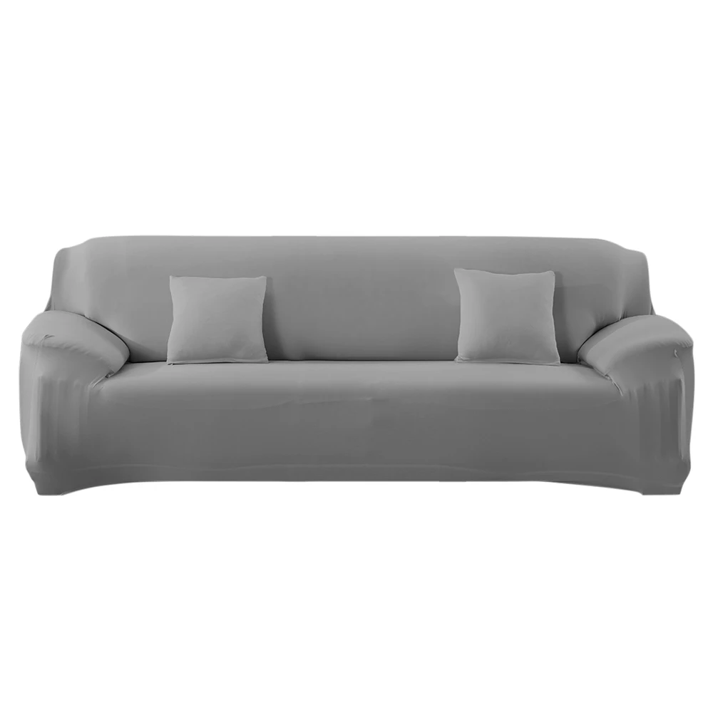4 Seaters Grey Polyester Sofa Covers For Living Room Spandex Stretch Sofa Cover Strapless Slipcover Removable Washable Sofa Cover Elastic - Цвет: 4 Seaters Grey