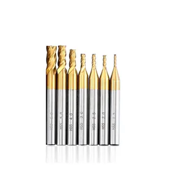 

7pcs Milling Cutter Set 1.5-6mm Titanium HSS 4 Flutes Straight Shank End CNC Router Bit Tool