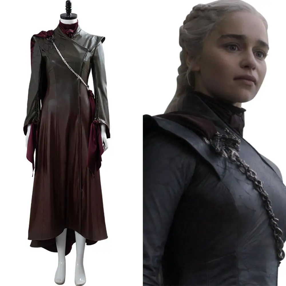 

Game of Thrones Season 8 Cosplay Daenerys Targaryen Cosplay Costume Outfit Dragonstone Snow Dress Halloween Cosplay Costumes