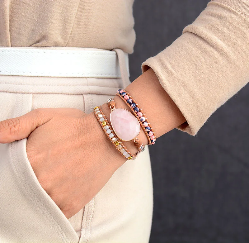 Женский браслет wrap W/Stones crital винтажный ткацкий необычный браслет для девочек Bijoux подарки