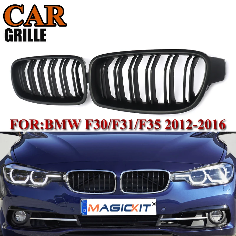 MagicKit матовая Черная решетка бампера для BMW F30 F31 3 серии ABS материал на замену, для стилизации автомобиля 2012- 328i 330i 335i
