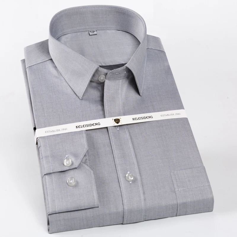 Men's Regular-Fit Wrinkle-Resistant Long-Sleeve Dress Shirts Single Patch Pocket 100% Cotton Formal Business Classic Tops Shirt Men's Regular-Fit Wrinkle-Resistant Long-Sleeve Dress Shirts Single Patch Pocket 100% Cotton Formal Business Classic Tops Shirt