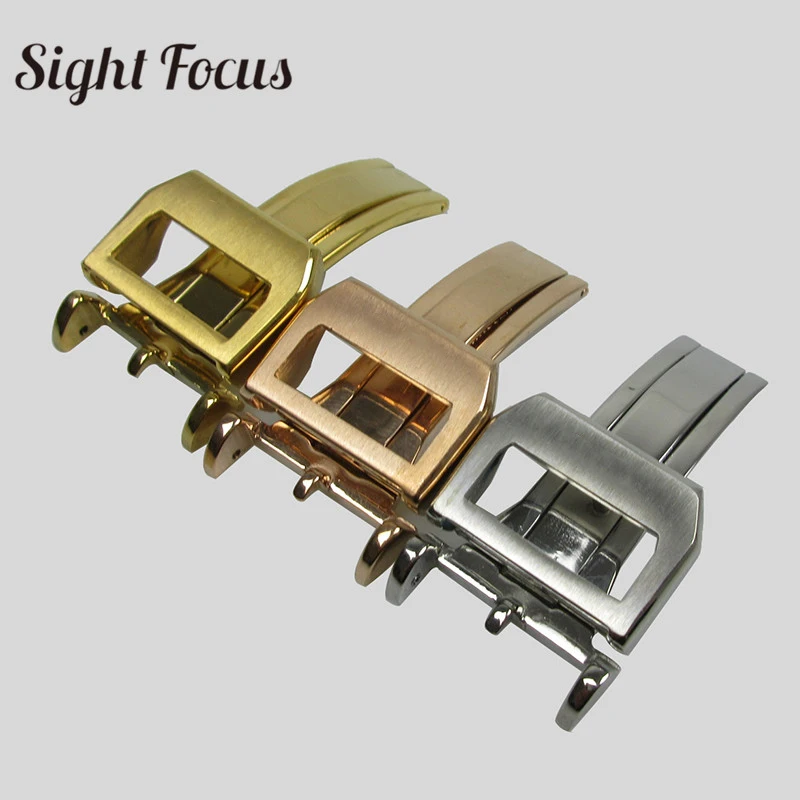 Qualità In Acciaio Inox Chiusura Di Distribuzione 18 Millimetri Watch Band Cinturino In Pelle Fibbia Deployante Per Iwc Big Pilot Chiusura Pieghevole 