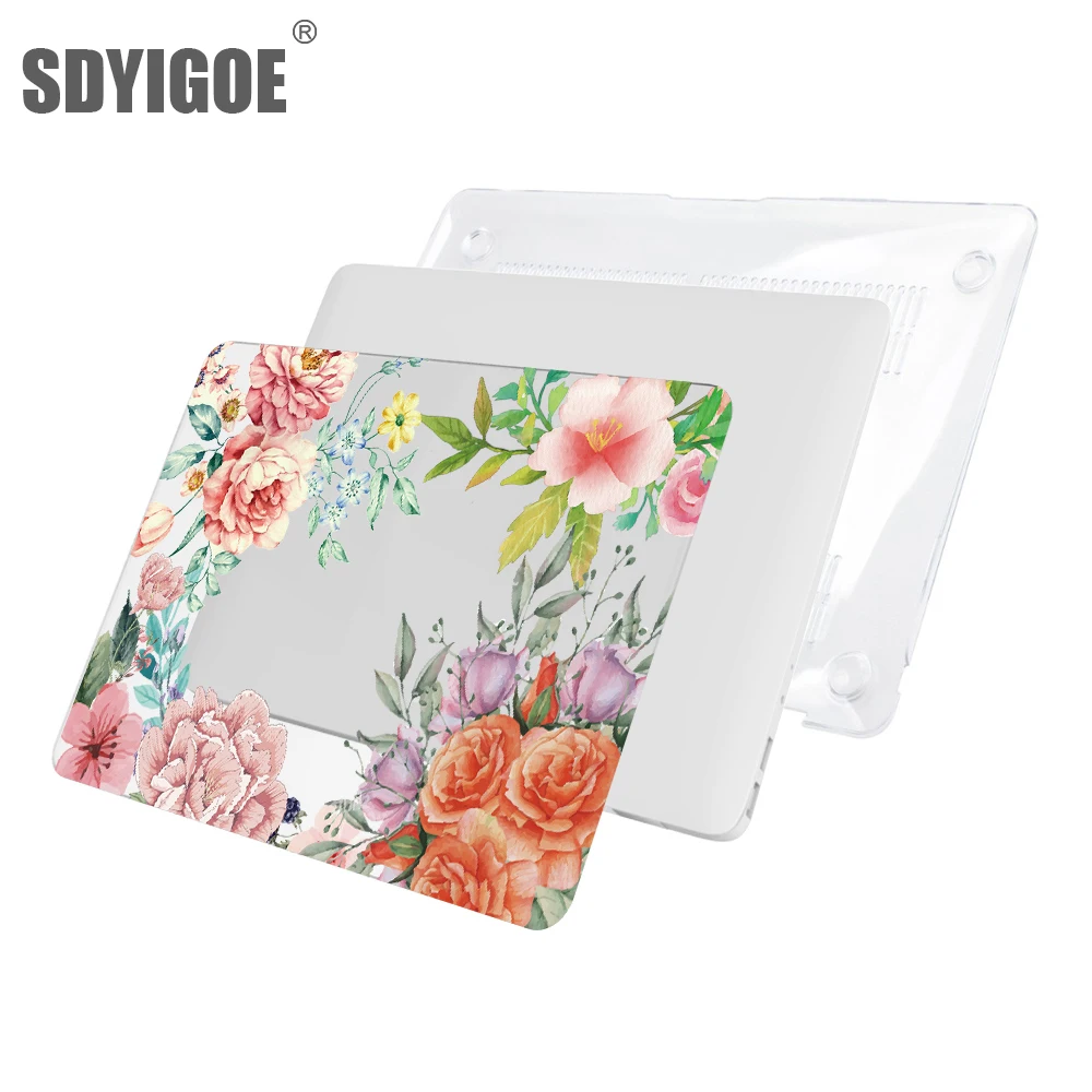 Жесткий Чехол для ноутбука MacBook air 13pro для Apple macbook Air13.3 12 15 A1932 A1989 A1708 A1707 A1466 с цветочным рисунком