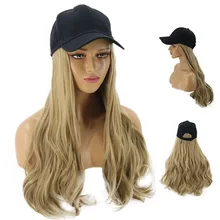 8 Colors Adjustable Women Hats Wavy Hair Extensions with Black Cap All-in-one Female Baseball Cap Hat