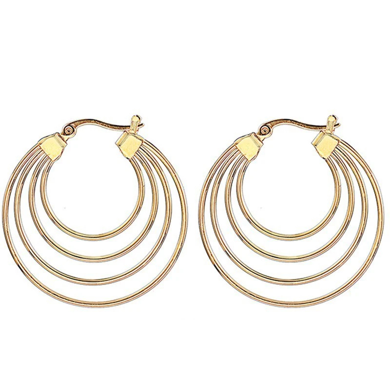 Женские серьги из нержавеющей стали RIR простые круглой формы в виде колец