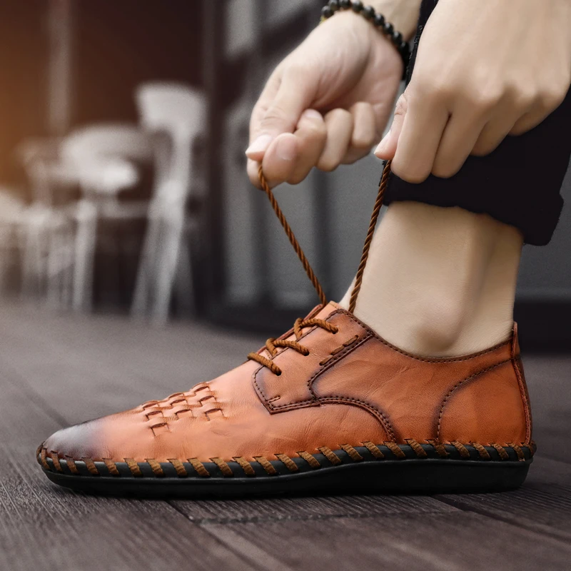 Модные туфли на плоской подошве; коллекция 9906 года; большие size38-48; мужская повседневная обувь на шнуровке; Повседневная Деловая кожаная обувь для мужчин; кожаная обувь первого слоя