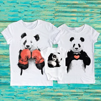 

Panda bear daddy mommy baby bodysuit Panda family T-Shirts Matching shirts Funny bears family