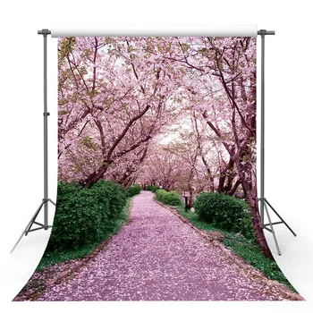 

Photography Backdrop Cherry Blossom Flowers Vintage Bicycle Trees Nature Romantic for Lovers Wedding Party Photo Backdrop