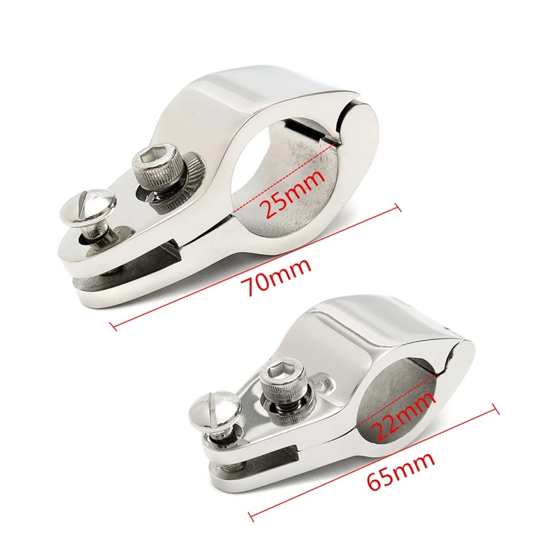 316 Stainless Steel Fitting Boat Bimini Top Hinged with 2 Screws Jaw Slide Easy Install Marine Hardware-25Mm