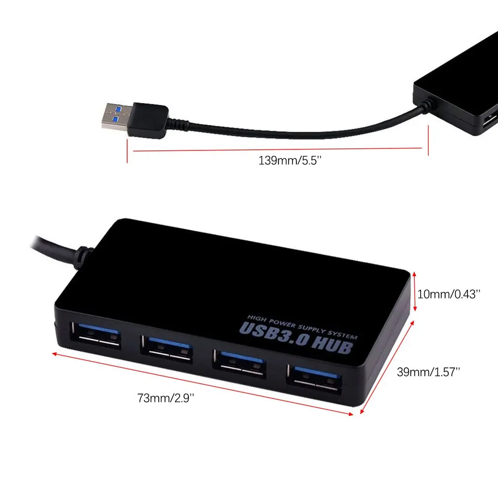 USB адаптер ультра-тонкий 4-портовый USB 3,0 концентратор высокой Скорость индикатор светильник usb-хаб для мульти-устройство для портативного компьютера USB разветвитель