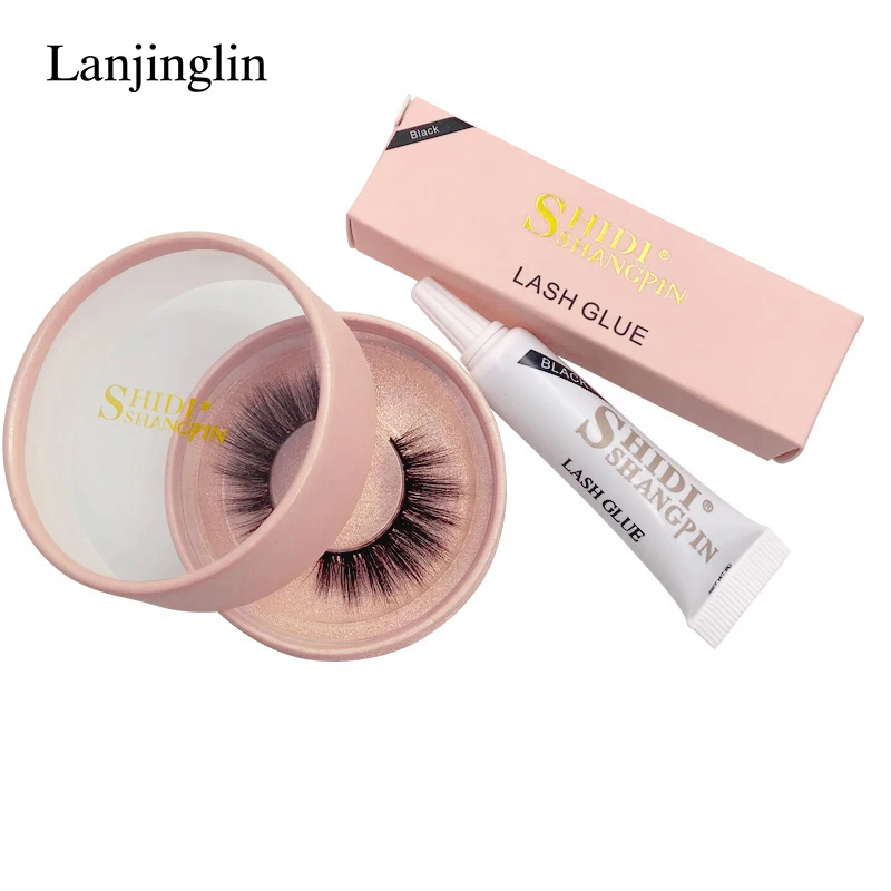 LANJINGLIN, 1 пара, натуральные длинные накладные ресницы, 1 коробка, клей для наращивания ресниц, 3d норковые ресницы, лента для макияжа, накладные ресницы - Цвет: 70PG4B