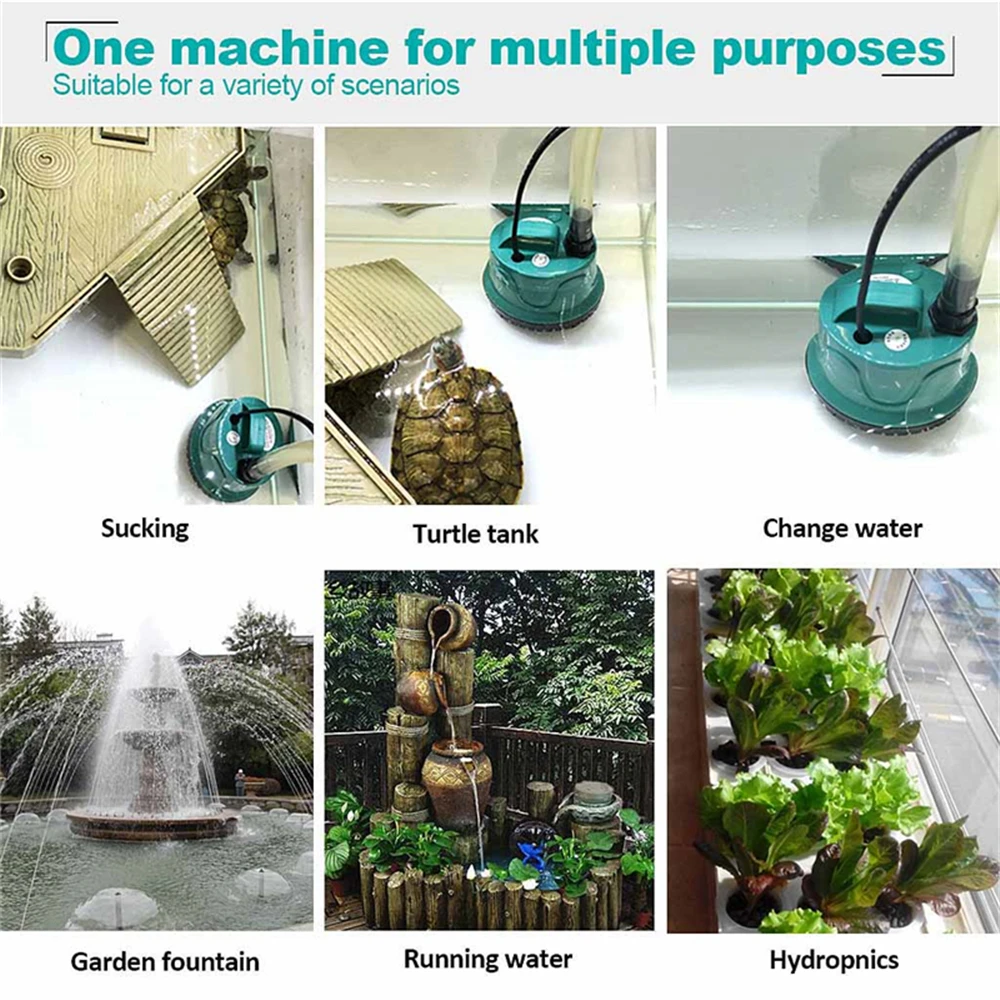 8 110V220V Ultra-Quiet Submersible Water Pump Aquarium Fish Tank Pool Powerhead Fountain Water Filter
