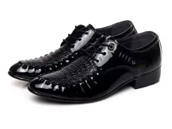 Новинка 2019 года; Мужские модельные туфли с острым носком в деловом стиле; туфли из крокодиловой кожи; тонкие туфли для мужчин; кожаная