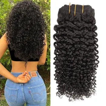 

Veravicky Hair Kinky Curly Clip in Human Hair Extensions Brazilian Machine Made Remy Real Human Hair clips in Curly Hair