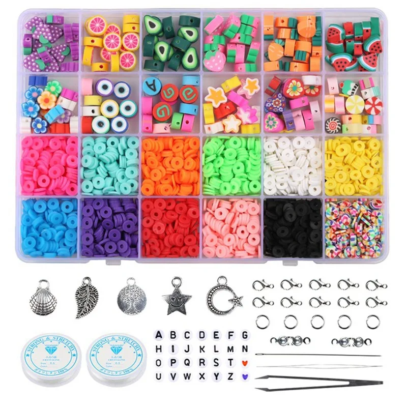 

Набор плоских круглых бусин из полимерной глины, 6 мм, в коробке, набор бусин для браслетов 2021, бусины для надписей «Улыбка» для изготовления ювелирных изделий