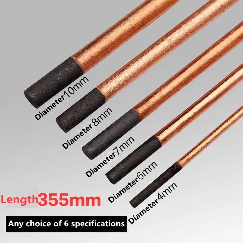 Round Arc Air Gouging Carbon Rod Bar 4-10mm Welding DC Gas Gouging Gun Electrode Graphite Rods Soldering Supplies 5pcs welding rods tin solder rod carbon arc rods