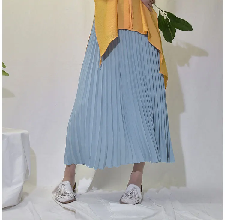Осенние зимние юбки женская элегантная плиссированная длинная юбка однотонная с высокой талией трапециевидная юбка saia faldas Jupe Longue макси юбка Harajuku