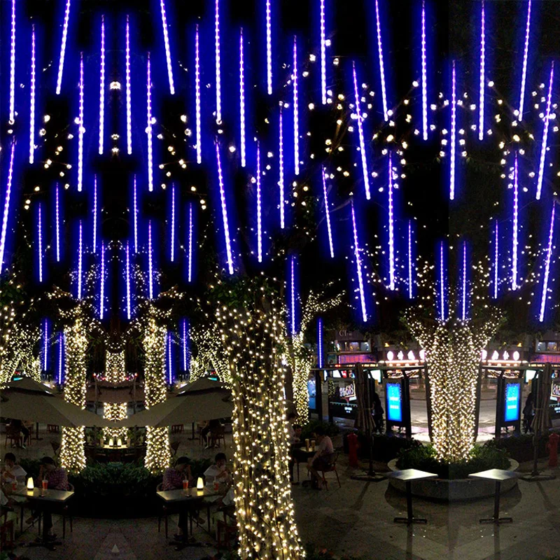 

Christmas Ornament 30cm 50cm 8 Tubes Meteor Shower Tubes Lights LED String Lights Garland Christmas Decorations for Home New Year Navidad 2019