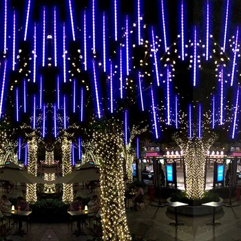 

Christmas Ornament 30cm 50cm 8 Tubes Meteor Shower Tubes Lights LED String Lights Garland Christmas Decorations for Home New Year Navidad 2019