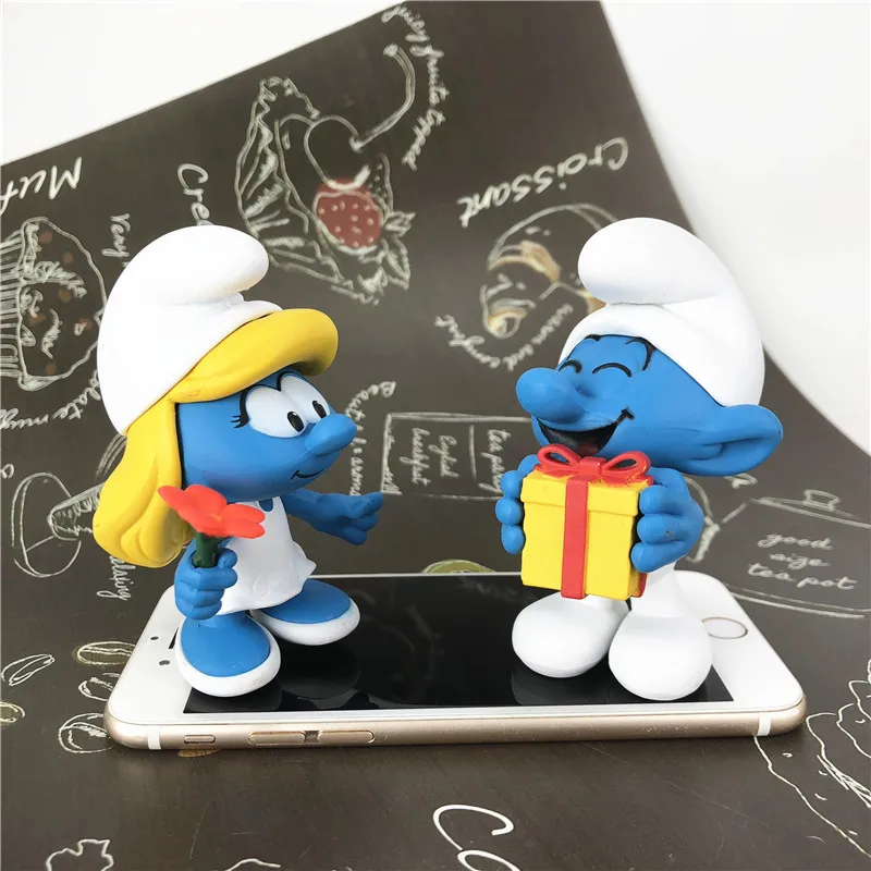 12pcs Smurfs Cake Ornaments Small Mushroom Elf Cute Children Toys Birthday  Cake Gift Character Model 5cm