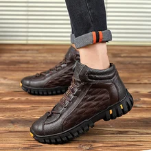 Мужская обувь из натуральной кожи для пеших прогулок; теплые зимние ботинки; мужские рабочие ботинки; уличные спортивные кроссовки; мужские кожаные кроссовки