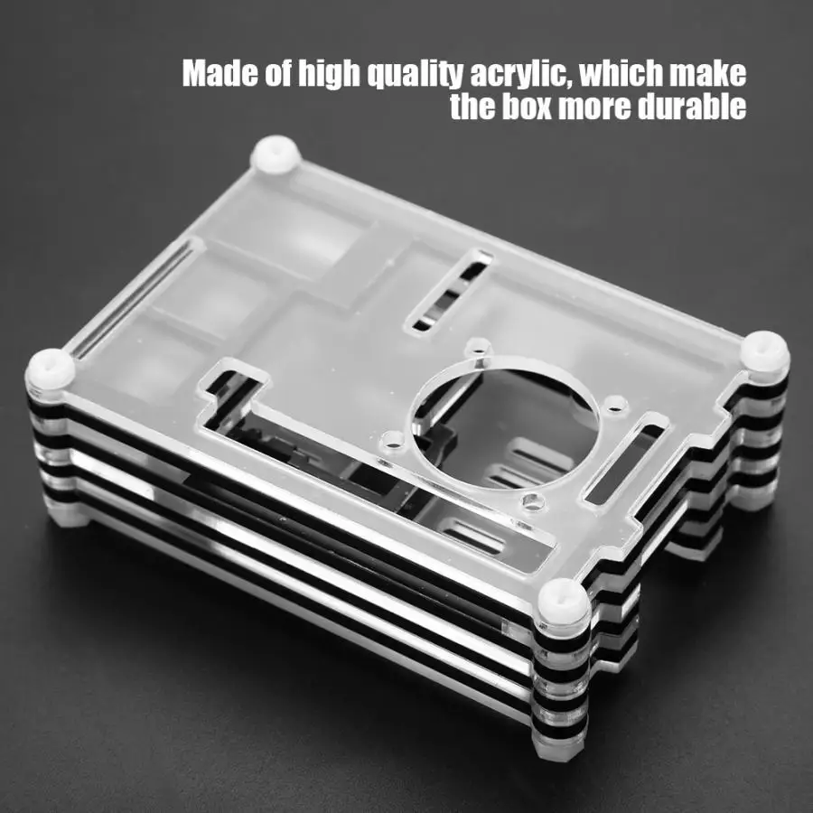Акриловый Оргстекло корпус защитный чехол для Raspberry Pi+ вентилятор охлаждения черный