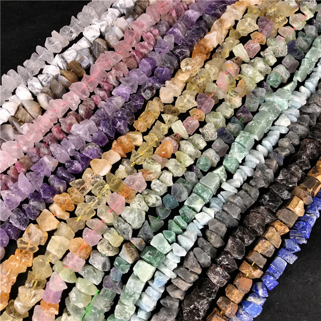 43-46pcs Lapis Lazuli Aquamarine Prehnite Tourmaline Amethyst Citrine Labradorite raw Gemstone beads 13-15mm for Jewelry Making