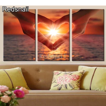 

3 pcs Heart Shape Gesture Sunset Seaview diamond painting full square round diamond Embroidery sale 3d Painting for TT2482