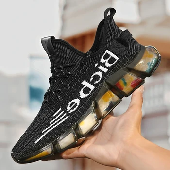 

Fashionable slip 39 male s Light Breathable Men knitting white zapatos running sneakers-mens sports trainers solid man casual