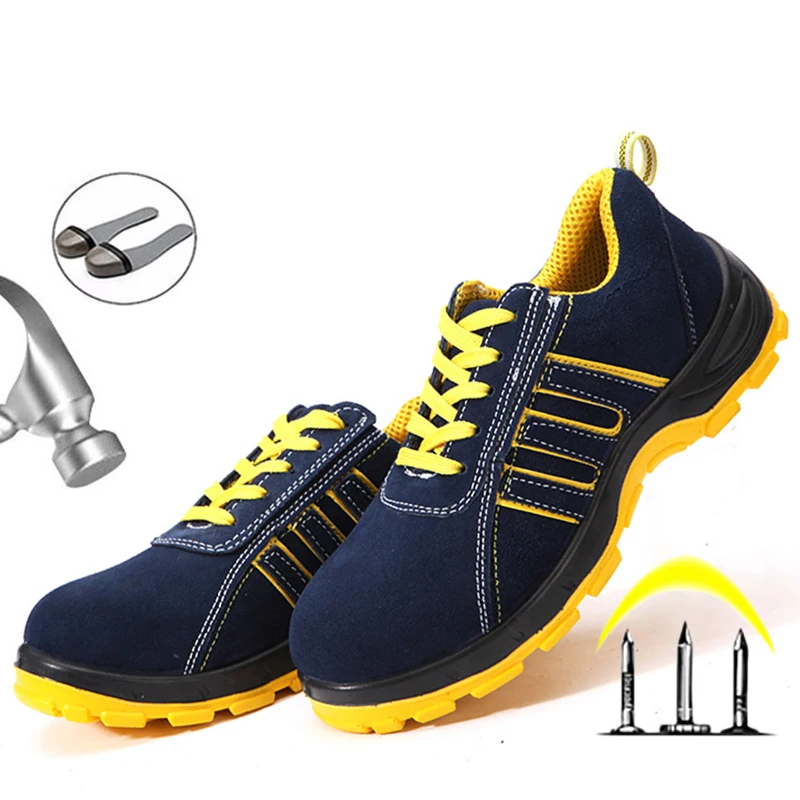 Zapatos protectores de seguridad antigolpes para hombre, botas de trabajo ligeras, indestructibles, para construcción