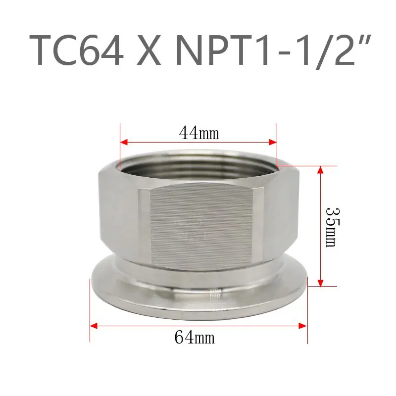 50.5mm 64mm x npt adaptador fêmea tc