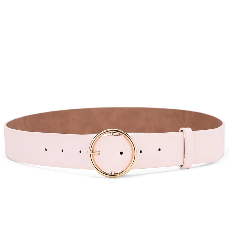 

Women's Solid Color Wild Gold Round Buckle Jeans Belt Women's Fashion Student Simple New Round Pin Buckle Belt