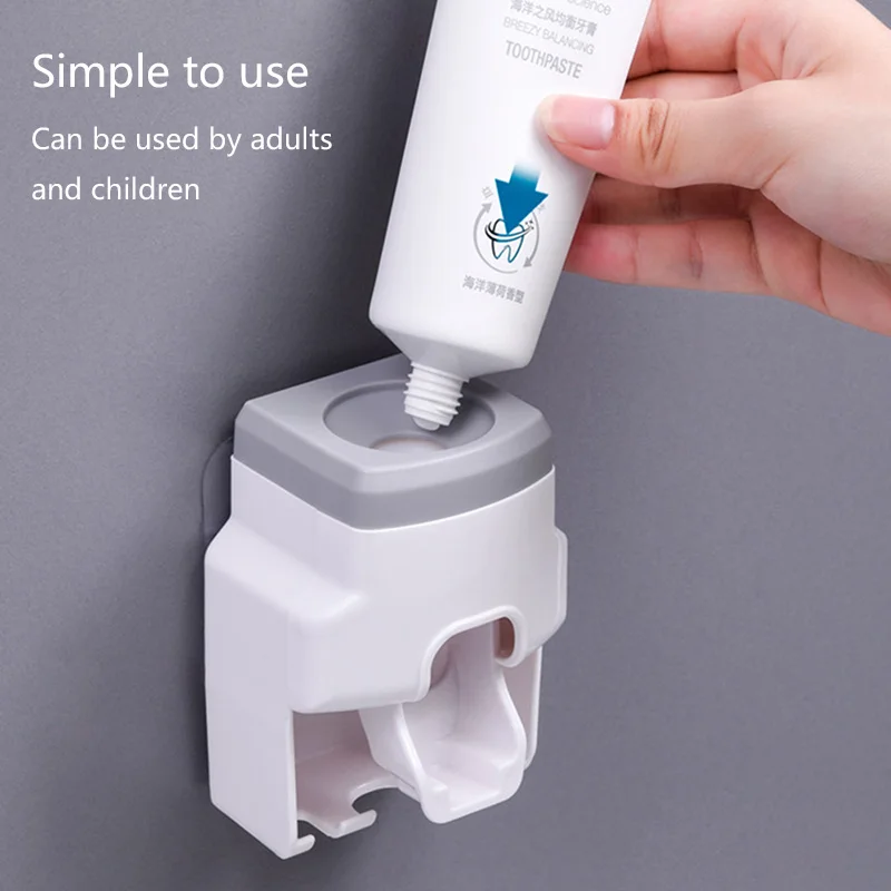 Toothbrush Holder Set Toothpaste Dispenser Wall Mount Stand Bathroom Accessories Set Rolling Automatic Squeezer Family Hygienic toothpaste squeezer toothbrush holder toothpaste dispenser