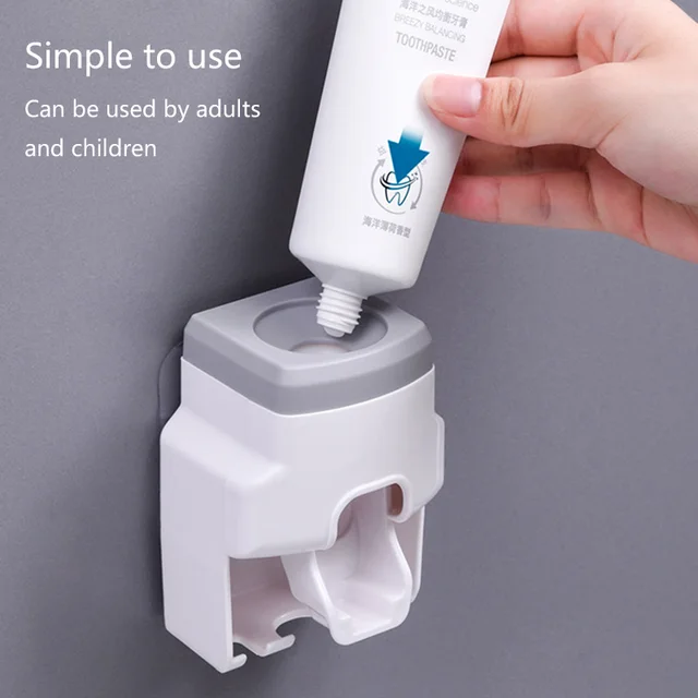 Toothbrush Holder Set Toothpaste Dispenser Wall Mount Stand Bathroom Accessories Set Rolling Automatic Squeezer Family Hygienic 4