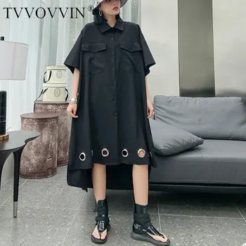 

Korea Personality Patchwork Lace Dress Women Clothes 2020 Summer New Fashion Loose Turn Down Collar Dress Casual DMY4945