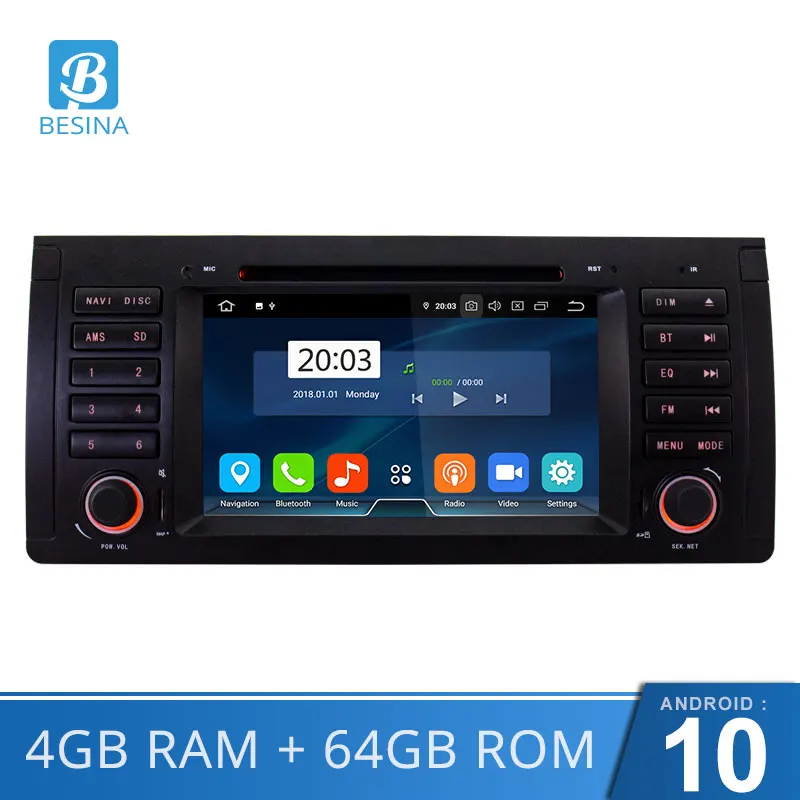 Автомобильный мультимедийный плеер Besina 1 Din Android 10 0 автомобильный DVD-плеер для BMW E39
