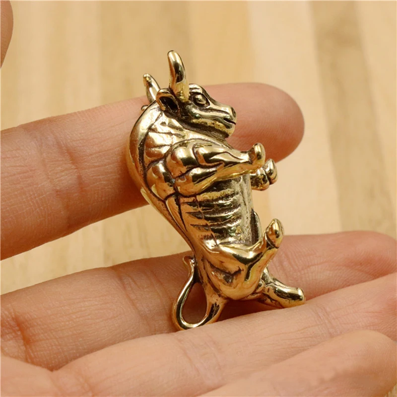 1х твердая латунь панк бык кулон ожерелье брелок кулон творческие подарки кожаная сумка кошелек цепочка ручная работа украшение