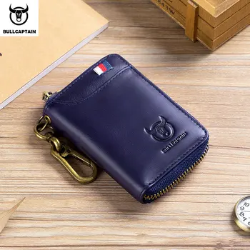 

BULLCAPTAIN Genuine Leather Men&Women Key Wallet Unisex RFID Blocking Business Key Case Fashion Card Holder Coin Purse Key case