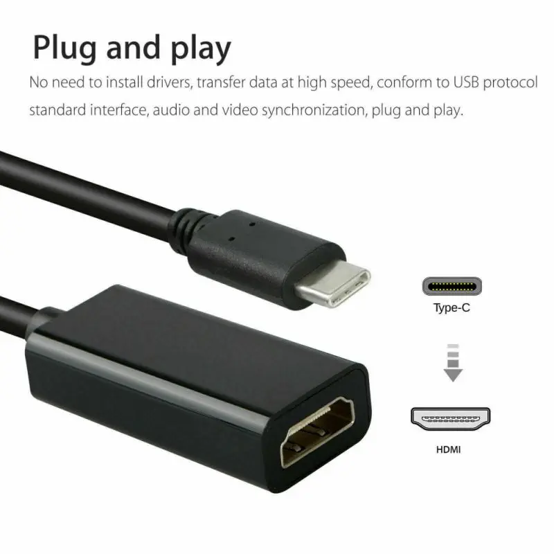 Выполнить наибыстрейшую доставку телевизионный адаптер Тип Кабеля C Male к HDMI типа «Мама»; Высокое разрешение кабель конвертера ТВ Кабель-адаптер