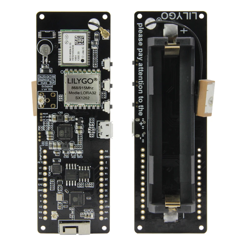 LILYGO® TTGO T-Beam V1.1 SX1262 LORA 868/915MHZ ESP32 WiFi Wireless Bluetooth Module GPS NEO-M8N IPEX 18650 Battery Holder